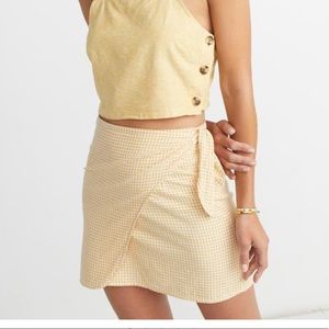Marine Layer Monaco Wrap Skirt in Yellow Gingham